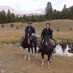 Kaptain and Fancy with their owners in the Bighorn of Wyoming